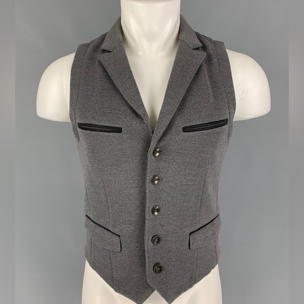 RAG & BONE Woven Merino Wool Notch Lapel Vest